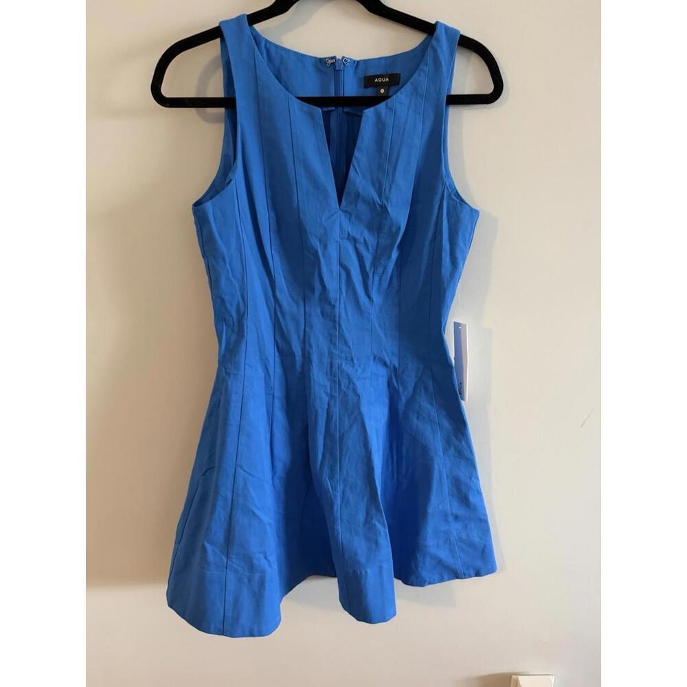 EASTER / SPRING DRESS 💐 NWT Bloomingdales Aqua Blue Paneled Pleated Flare Dress